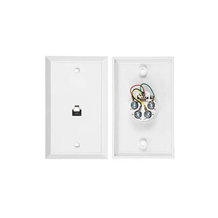 Allen Tel Flush Mount Phone Wall Jack, 4-Conductor, White AT216-4-15